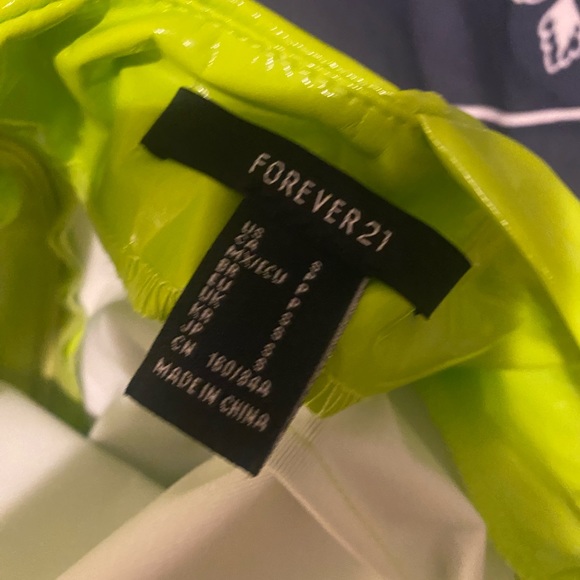 forever 21 neon green faux latex 90s Bodycon tight dress size small - Picture 3 of 3